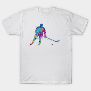 Boy Ice Hockey Player Watercolor Sport Gift T-Shirt